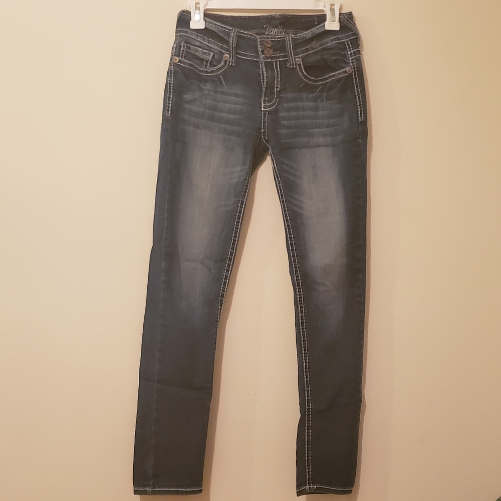 Medium Blue Skinny Jeans with Pocket Detail